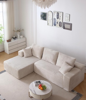 Vedere de sus Colțar premium crem memory foam pentru living modern