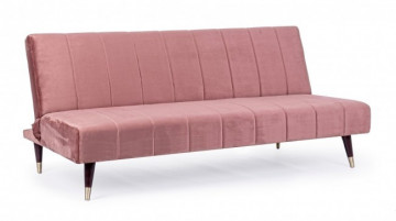 Canapea extensibilă roz pudra din catifea si lemn de Eucalipt cu 3 locuri, 180 cm, Alma Bizzotto - Img 1