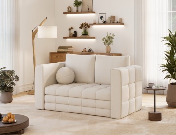 Canapea Kastol , alb chenille extensibil, 137x71x74 cm – Soreli 01 - Img 6