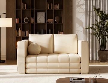 Canapea Kastol , light beige plush extensibil, 137x71x74 cm – Avexin 18 - Img 3