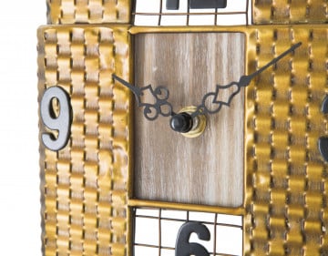 Ceas decorativ auriu din metal, 23,5x78x6,5 cm, Empire Building Mauro Ferretti - Img 5