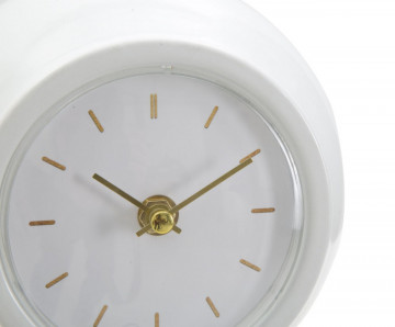 Ceas decorativ de masa alb din metal si plastic, 16x13x19 cm, Ball Mauro Ferretti - Img 2