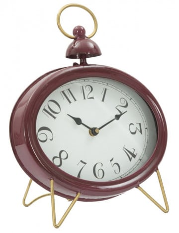 Ceas decorativ de masa rosu bordo din metal, 28,5x5,5x33,5 cm, Glam Bordeaux Mauro Ferretti - Img 1