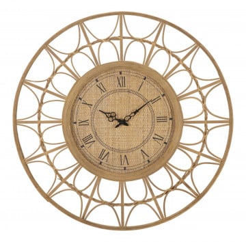 Ceas decorativ finisaj natural din Ratan, ∅ 76 cm, Panama Mauro Ferretti - Img 1