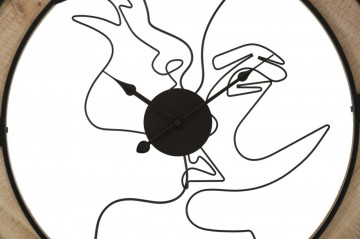 Ceas decorativ negru/natural din metal si MDF, ∅ 60 cm, Couple Mauro Ferretti - Img 2
