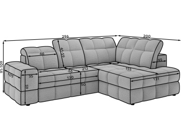 Colțar Bronon right-hand extensibil, 296x200x109 cm, orientare dreapta – Calmora 18 - Img 13
