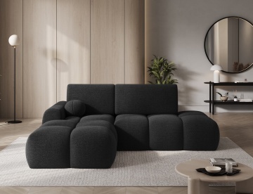 Colțar extensibil cu lada de depozitare | antracit bouclé | 227x170 cm | Vittario ELTAP