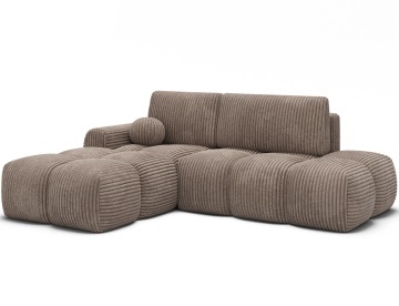 colțar Vittario bej taupe din material reiat randare pe fundal alb vedere laterală