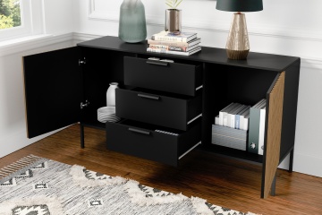 Comodă Meorati 150 Chest of drawer negru, 40x150x80 cm – Negru – cadru de prezentare secundar