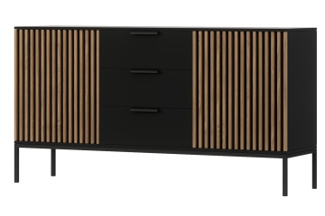 Comodă Meorati 150 Chest of drawer negru, 40x150x80 cm – Negru – imagine comercială suplimentară
