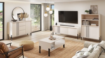 Living modern amenajat cu mobilier Nexo ADRK kaszmir și măsuță de cafea cu design minimalist modern