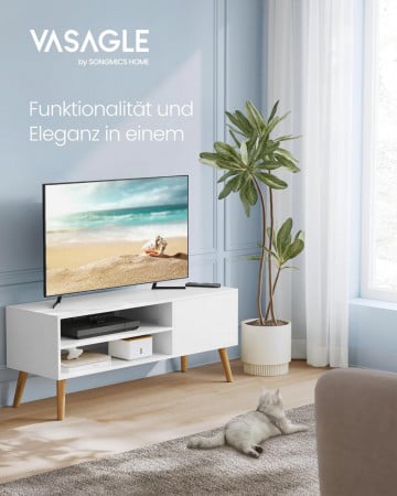 Comoda TV, 120 x 40 x 49 cm, PAL melaminat, alb, Vasagle - Img 2