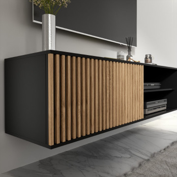 Comodă TV Meorati 150 wall-mounted Media cabinet negru – Negru - Img 5