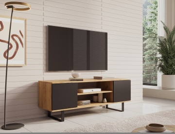 Comodă TV TV Lofter Herringbone cm – 135x40x49 cm – Oak Craft / Negru – cadru de catalog cu produsul
