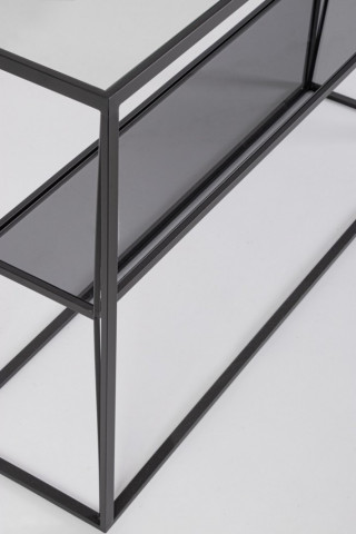 Consola neagra din sticla temperata si metal, 120x32x75 cm, Hydra Bizzotto - Img 3