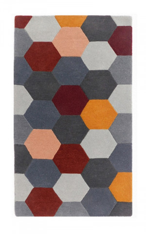 Covor Homeycomb Bedora, 200x300 cm, 100% lana, multicolor, finisat manual - Img 9