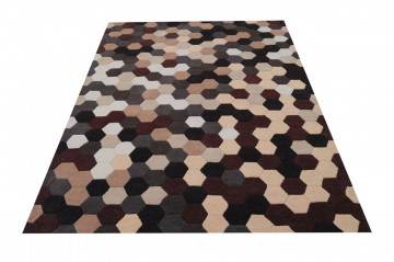 Covor Puzzle Bedora, 80x150 cm, 100% lana, multicolor, finisat manual - Img 2