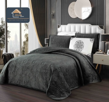 Cuvertură catifea matlasată 5 piese Gri Antracit | JoJo Home | 220x240 cm