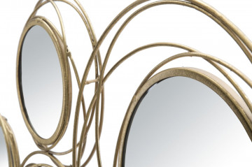 Decoratiune de perete aurie din metal si oglinda, 124,5x4x53,5 cm, Gold Round Mauro Ferretti - Img 4