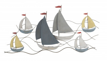 Decoratiune de perete multicolora din metal, 114,5x3,5x62,5 cm, Sea Mauro Ferretti