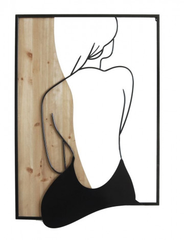 Decoratiune de perete neagra din metal si MDF, 60 x 2 x 90 cm, Beauty Mauro Ferreti