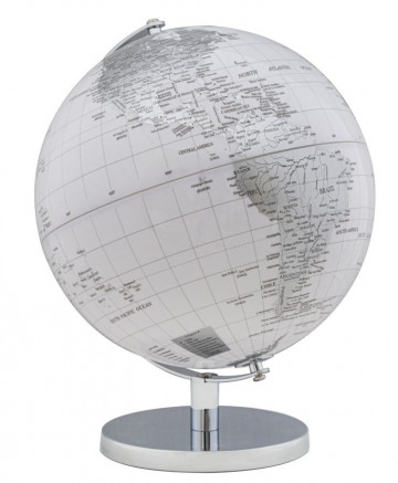 Decoratiune glob argintiu/alb din metal, ∅ 25 cm, Globe Mauro Ferretti - Img 2