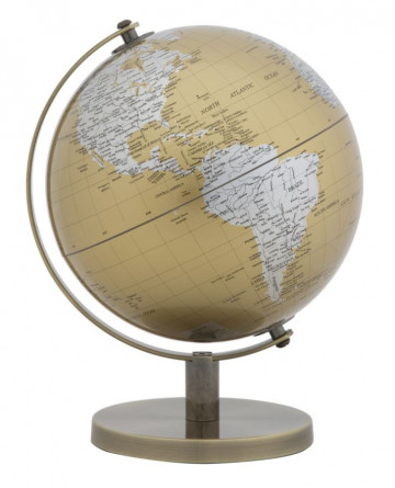 Decoratiune glob auriu/argintiu din metal, ∅ 20 cm, Globe Mauro Ferretti - Img 2