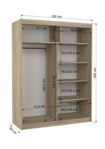 Dulap cu usi glisante 150x200 cm, Alen, ADRK Furniture - Img 11