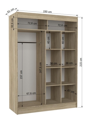 Dulap cu usi glisante 150x215 cm, Gilton, ADRK Furniture - Img 7