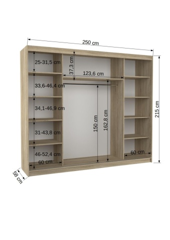 Dulap cu usi glisante 250x215 cm, Sharon, ADRK Furniture - Img 9