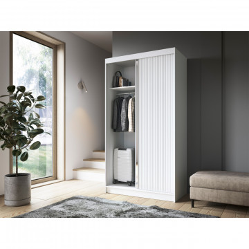 Dulap cu uși glisante Biancco II, 120x60x220 cm – Alb - Img 4