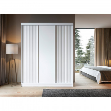 Dulap cu uși glisante Biancco III, 180x60x220 cm – Alb – prezentare vizuală a produsului