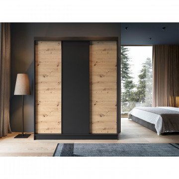 Dulap cu uși glisante Esville III, 180x60x220 cm – Lemn