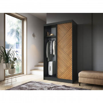 Dulap cu uși glisante Marrphy II, 120x60x220 cm – Lemn – imagine alternativă de prezentare