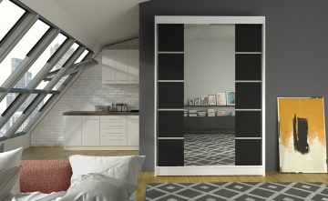 Dulap Dormitor Genua ADRK 120 x 200 cm cu Uși Glisante și Oglindă | Design Modern | Spații de Depozitare Generoase