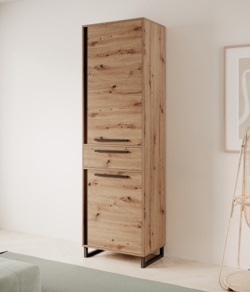 Dulap High ARIA – 60x40x200 cm – Stejar Artisan / Negru