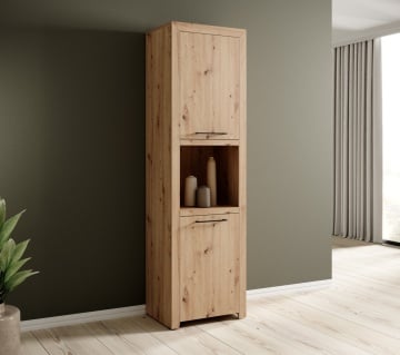 Dulap JANEZ – 58x40x200 cm – Stejar Artisan / Negru