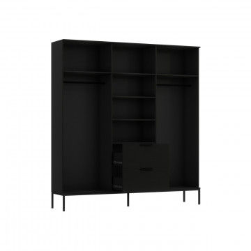 Dulapuri și vitrine Meorati 185 Wardrobe negru – Negru – cadru suplimentar din prezentarea produsului