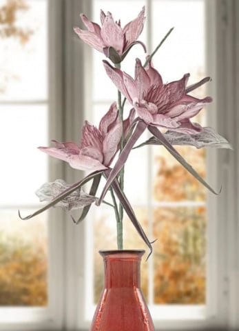 Floare artificiala roz din plastic si metal, ø 35 x h98 cm, Epiphy Mauro Ferreti - Img 5