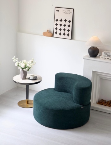 Fotoliu verde rotund premium pentru living