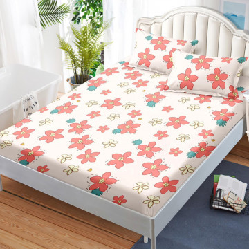 Husa de pat cu elastic si 2 fete de perna, tesatura tip finet, pat 2 persoane, corai, HBFJ-178