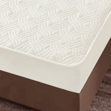 Husa de pat matlasata si 2 fete de perne din catifea, cu elastic, model tip topper, pentru saltea 180x200 cm, alb, HTC-01 - Img 3