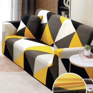 Husa elastica canapea 3 locuri, cu brate, alb / galben, HEJ3-46 – imagine secundară de catalog