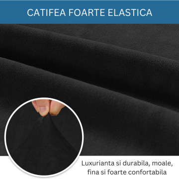 Husa elastica din catifea, canapea 2 locuri, cu brate, negru, HCCJ2-01 - Img 4
