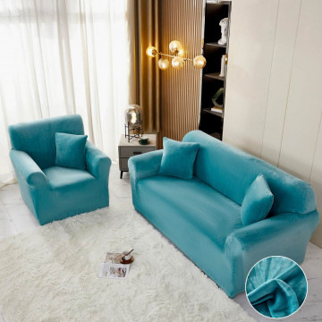 Husa elastica din catifea, canapea 2 locuri, cu brate, turquoise, HCCJ2-05 - Img 8