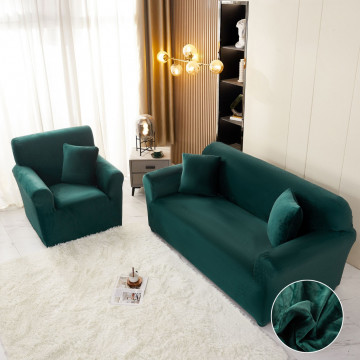 Husa elastica din catifea, canapea 2 locuri, cu brate, verde, HCCJ2-07 - Img 4