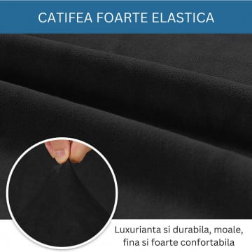 Husa elastica din catifea, canapea 3 locuri, cu brate, negru, HCCJ3-01 - Img 10