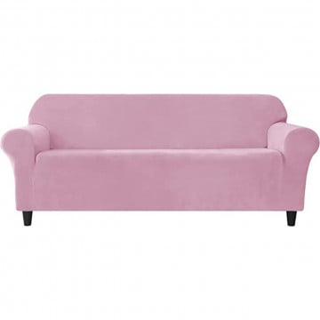 Husa elastica din catifea, canapea 3 locuri, cu brate, roz, HCCJ3-08 - Img 1