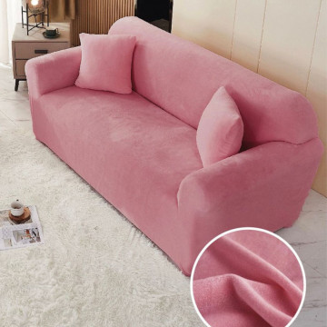Husa elastica din catifea, canapea 3 locuri, cu brate, roz inchis, HCCJ3-13 - Img 6