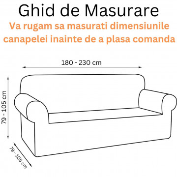 Husa elastica pentru canapea 3 locuri + 1 fata de perna cadou, uni, cu brate, gri inchis, L04 - Img 3